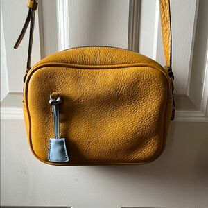 J. Crew Signet Yellow and Blue Crossbody Bag Pebbled Leather